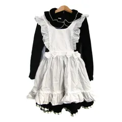 メゾピアノ ワンピース トップス 長袖 レース メイド エプロン付き キッズ 女の子用 130サイズ 黒×白 Mezzo Piano 【中古】