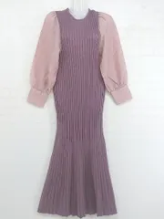 ◇ RANDEBOO ランデブー リブ ニット 切替 長袖 ロング ワンピース サイズF ピンク パープル系 レディース P  【1211110009589】
