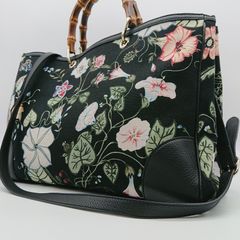 LAKE ALSTER ゴールド金具 ハンドバッグ 花柄 ブラック 自立 - メルカリ