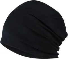 Capprecier ニット帽 メンズ レディース 春 夏 秋 薄手 小顔効果 ビーニー ワッチキャップ 通気 吸汗 蒸れにくい 柔らかい 医療用 抗がん剤 ケア帽子 無地 軽量 ストレッチ(ブラック,  M)