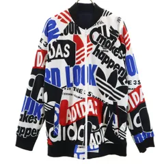 adidas アディダス トレフォイルロゴ 総柄 リバーシブル ジップジャケット L 3ライン メンズ 古着