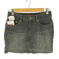 トミー TOMMY GIRL FREEDOM LOVE YOUALL 両面プリント ロゴ刺繍 デニム ショート スカート Y2K レディース  M