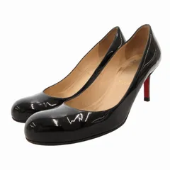 クリスチャンルブタン Christian louboutin パンプス シューズ エナメル ピンヒール ラウンドトゥ 37 24.0cm 黒 ブラック 赤 レッド /FT ■GY17