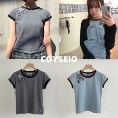 新品 韓国 COYSEIO コイセイオ  TRIPLE STAR RINGER TEE 人気 星柄 半袖 Tシャツ ファッション Y2K 人気 春夏 かわいい おしゃれ レディース【2色選択可能】