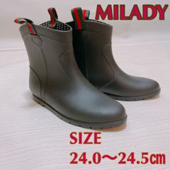 ミレディMILADYショート丈 レインシューズ/オフィス通勤 通学黒L