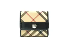 バーバリー エスタブリッシュド Wホック 財布 ノバチェック PVC 黒 ブラック BURBERRY ESTABLISHED 1462k