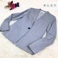 【美品】PLST　プラステ　ノーカラージャケット　ライトグレー　Mサイズ　 ウォッシャブル