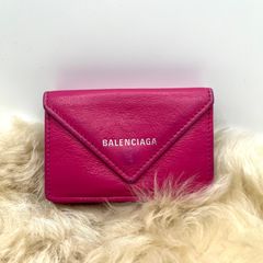 BALENCIAGA   バレンシアガ　3つ折り財布 ペーパーミニウォレット ピンク レザー レディース