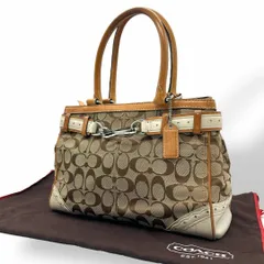 良品 426 コーチ トートバッグ シグネチャー キャンバス レザー ジャッキー