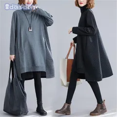 ワンピース レディース 40代 パーカーワンピース ハイネック 大きいサイズ チュニック 冬 ゆったり 体型カバー 長袖 フレア aラインワンピ 