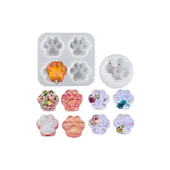 BOHALUU(ボハル) シリコンモールド 猫の肉球 レジン型 肉球 ライト穴付き UVレジン 猫足 DIY 手芸品 抜き型 手作り 猫の肉球 4個 (A) 1