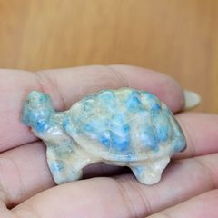 天然石⭐見事なキラキラ シラー⭐アマゾナイト⭐亀☆カメさん☆彫刻