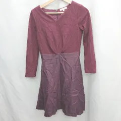 ◇ ⊆ プロポーションボディドレッシング 袖口ワンポイント 長袖 ひざ丈 ワンピース サイズ2 レッド系 レディース E  【1505220001398】