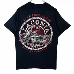 ギルダンGildan半袖TシャツバイクTシャツBIKEモーターサイクルmotorcycleバイカー両面プリントLACONIA BIKER RALLY黒ブラック赤レッド白ホワイトvintageヴィンテージ41218