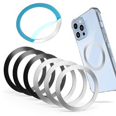 【人気商品】Max 13/12/11/X/XR/Pro/Pro DIY iPhone 薄いデザイン 軽くて リング リングステッカー 金属製 ブラック メタルリング Magsafe対応 6枚入り + ワイヤレス充電対応キット ユニバーサルリング シルバー 磁気