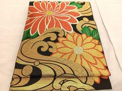 平和屋着物○太鼓柄袋帯 綴れ 雪輪青海波飛鶴花文 金