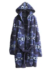 【お得なクーポン配布中!】 90s LAUREN JEANS ラルフローレン ネイティブ柄 フード付き ロング ニット ガウン レディース L オールド カーディガン スター 星柄 総柄