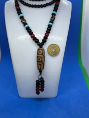 天然玛瑙茶色の九眼天珠39mm黑曜石链红玛瑙三眼天珠配饰68mm5210-1/2