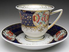 ウースター コバルト花文 カップ＆ソーサー アンティーク 1813年