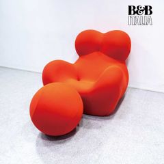 【展示品】B&B ITALIA ビーアンドビーイタリア Serie Up 2000 セリエ アップ ラウンジ チェア オットマン付 ファブリック レッド ガエターノ・ペッシェ 定価125万