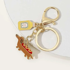 ホットドッグ犬　ダックスフンド　キーホルダー　キーリング