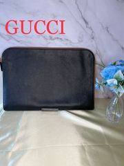 【71】Gucci グッチ レザー セカンドバッグ ブラック 黒