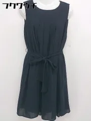 ◇ ◎ ROPE PICNIC ロペピクニック ウエストリボン付き ノースリーブ 膝丈 ワンピース サイズ38 ネイビー レディース  【中古】 【1107120013367】