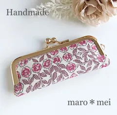 がま口印鑑ケース＊ハンドメイド/リバティプリント・スリーピングローズ（レッド）