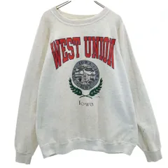 SANTEE 90s USA製 カレッジプリント 長袖 スウェット トレーナー XXL ライトグレー SANTEE 裏起毛 ビッグサイズ オールド メンズ