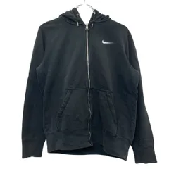 NIKE ロゴスウェット パーカー S ブラック ナイキ スウッシュ ジップアップ 裏地パイル 古着卸 アメリカ仕入 a708-5593