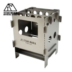 TITAN MANIA チタンマニア 焚き火台 S コンパクト ソロキャンプ チタン製 超軽量 頑丈 ポケットコンロ 五徳 コンロ ウッドストーブ ネイチャーストーブ ソロストーブ ミニ 折りたたみ アウトドア キャンプ用品