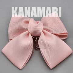 [118]シルバーラメストライプのバレッタ（ピンク系）、38mmグログランリボン、ハンドメイド、ラインストーンのチャーム付き