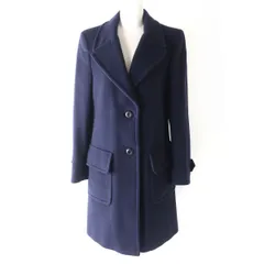 美品△正規品 PRADA プラダ レディース カシミヤ混 ウール ロングコート シンプルデザイン ネイビー 42 おすすめ♪のサムネイル