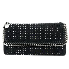 ステラマッカートニー STELLA McCARTNEY ファラベラ スタッズ コンチネンタル 長財布 フラップ 小銭入れ 黒 ブラック シルバー色 540021 /MI ■OS