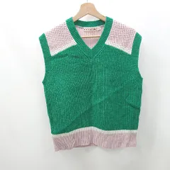 ◇ ⊇ UNIQLO ユニクロ MARNI ミドルゲージ ノースリーブ セーター サイズXL グリーン ピンク系 レディース E  【1506130000853】