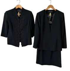  SOIR BENIR ソワールべニール　東京ソワール　ブラックスーツ　スカートセットアップ　3点セット　レディース　ブラック　黒　サイズ11ABR　【Z1736】