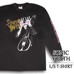 ソニックユース ロンT 長袖 Tシャツ SONIC YOUTH フェード ブラック サイズ：メンズ L 袖プリント 両面プリント バンドTシャツ ロックTシャツ 大きいサイズ  新品
