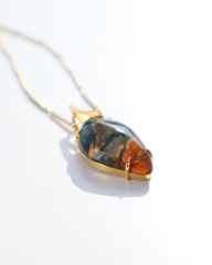leaf motif marble stone vintage necklace リーフ モチーフ クリア マーブルカラー ストーン ヴィンテージ ネックレス