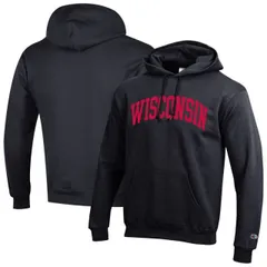 【送料無料】 チャンピオン メンズ Tシャツ トップス Men's Champion Black Wisconsin Badgers Basic Arch Fleece Pullover Hoodie Wis Black