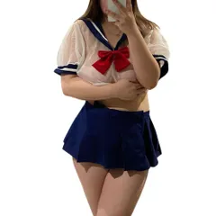 [MONEON] セーラー服 コスプレ 大きいサイズ シースルー 透け コスチューム XXL以上 ハロウィン 仮装 衣装 (XXXL) [XXXL]