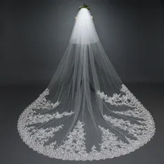 ☆ ホワイト ☆ ウェディングベール ロング 豪華タイプ kwedv101 ウエディング ベール ウエディングベール ロング ヴェール Veil 刺繍 レース ２層 金属コーム付 ホワイト 清楚 かわいい 可愛い きれい お姫様 ベールアップ