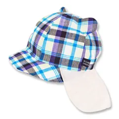 ☆ ベアチェックブルー ☆ SSサイズ ☆ バオバブ コネクトエム 帽子 ベビー 赤ちゃん あごゴム UVカット 紫外線対策 紫外線カット 国産 子供 こども 子ども かわいい 春 夏 可愛い 日本製 connectM
