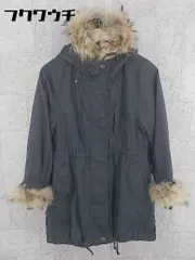 ◇ JEANASIS ジーナシス ラクーンファー ライナー付き 長袖 モッズ コート F ダークグレー *  【1002799959544】