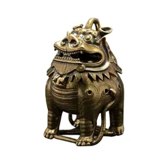 美品】銅製 麒麟 鳳凰 香炉 置物 入れ物