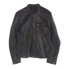 『リチウムオム』ライダースジャケット/カーフレザー牛革/ダブルジップアップ/黒 リチウムオム』ライダースジャケット/カーフレザー牛革/ダブル