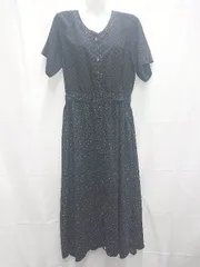 ◇ ⊂ GLOBAL WORK グローバルワーク ドット 水玉柄 半袖 ロング丈 シャツ ワンピース サイズF ブラック系 レディース E  【1507160000318】