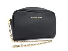 ■極美品■ MICHAEL KORS マイケルコース レザー チェーン付き マルチポーチ マルチケース 小物入れ ブラック系 DJ1035