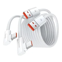 toocki usb-c ケーブル L字コネクタ 【3M+3M 2本】 ホワイト 6A急速充電 ナイロン編み Quick Charge 3.0/2.0対応 アンドロイド Phone 15/Pro、iPad Pro、Galaxy、Xi.aomi、PixelなどT