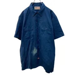 Dickies 半袖 ワークシャツ 2XL ネイビー ディッキーズ USA製 ビッグサイズ 古着卸 アメリカ仕入 a704-5699