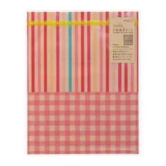 (まとめ）【ミドリ】ラッピングバッグ 片面透明袋＜L＞ ジッパー クラフトストライプ柄  18795 【×20セット】